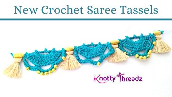 Single Color Crochet Saree Kuchu With Tassels and Beads